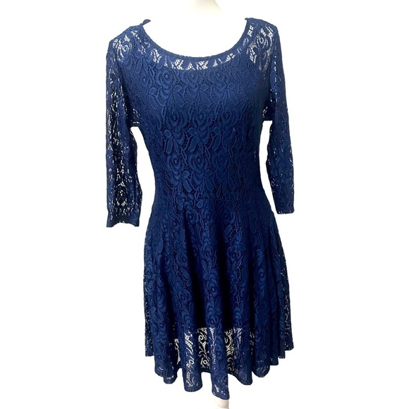 Y2K Whimsigoth Skater Dress Floral Lace Fairy Grunge Witchy Fit&Flare Feminine - Picture 1 of 6